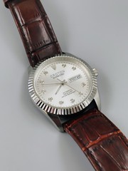 Croton Diamond Automatic Day-Date President Style Watch Silver Dial Extra Straps