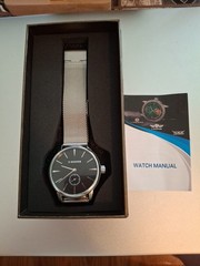 NIB Forsining T-Winner Silvertone Mens Watch.Hand Wind Mechanical ,Mesh Band.