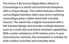 Activa X By Invicta – Digital Men’s Watch – 56mm – Camouflage – (ACW1968-001)