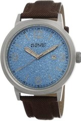 August Steiner AS8088BU Date GMT Track Blue Dial Canvas Strap Mens Watch