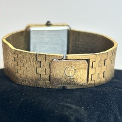 Lord Elgin Quartz Vintage 1980s Gold Tone Square 24-28mm Textured Dial