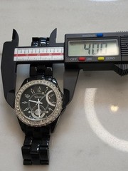 NWT Geneva Mens Watch New Battery 40mm 8.75″ Black&Silver Bling Works NewBattery