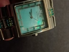 PH By Paris Hilton Bracelet Watch Iridescent Blue Green Oyster Dial New Battery