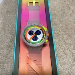 Swatch Neon Jelly Chronograph Quartz Silver Dial Watch SB02K100