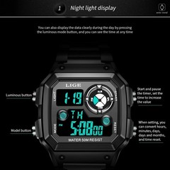 Men Watch Quartz Military Digital Chronograph Luminous Waterproof Boy Wristwatch