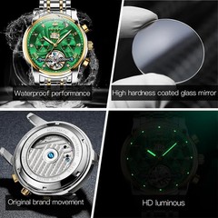 OLEVS Mens Watch Automatic Mechanical Tourbillon Slef-Wind Stainless Steel Strap