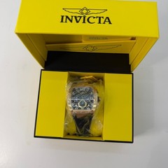 Invicta Racing Mens Chronograph Gold Tone Green Dial Black Silicone Watch