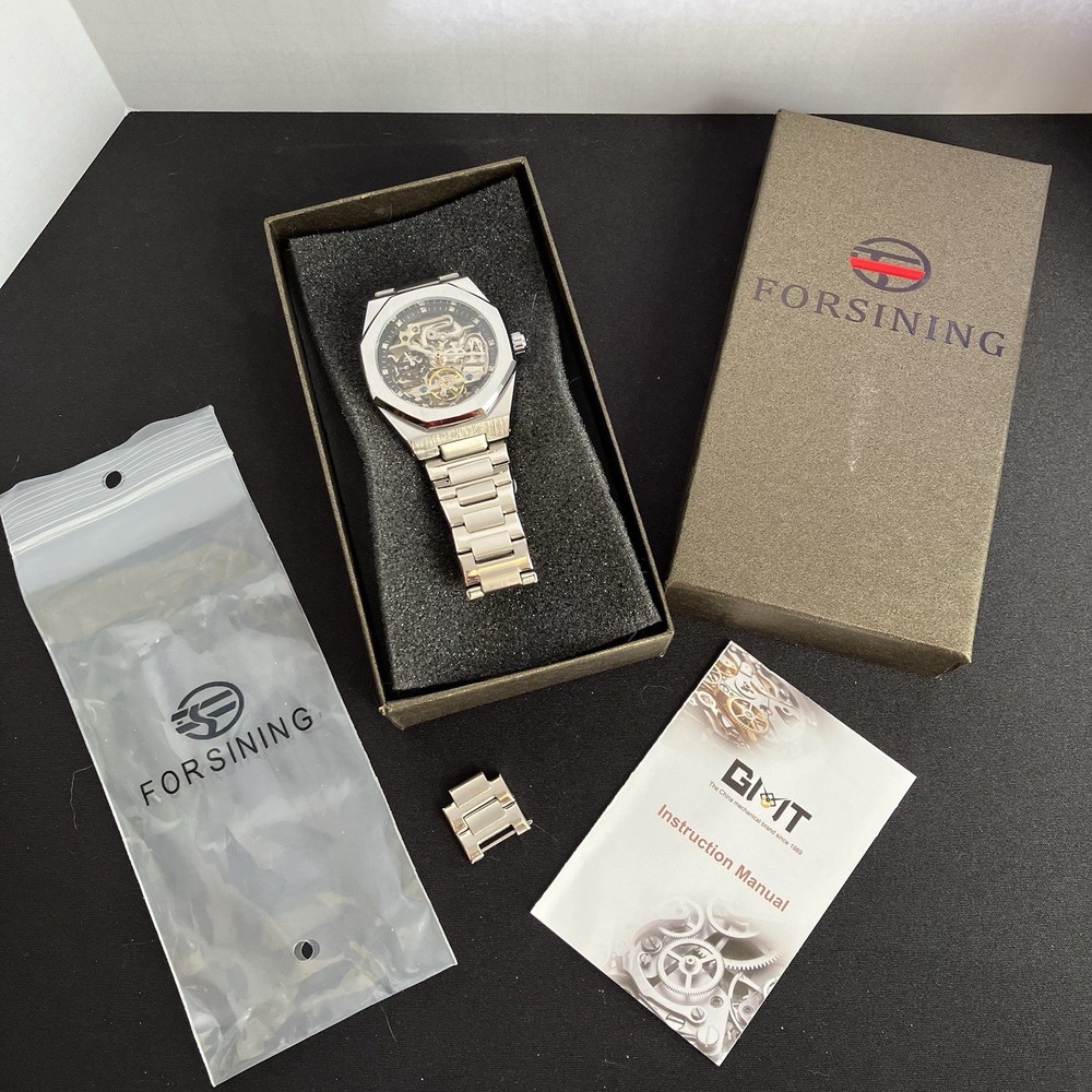 FORSINING Octagonal 41mm Skeleton dial Automatic Mechanical fashion sport Watch