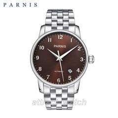 38mm Parnis Men Luxury Mechanical Watch Sapphire Miyota Automatic Stainless Band