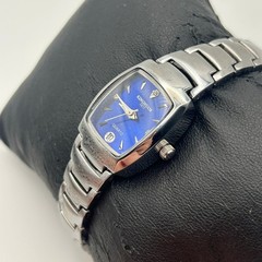 Kingnuos 1853 Diamond Accent Silver Blue Dial Working New Battery
