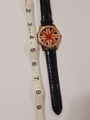 Fashion Bracelet/Watch with Glossy Black Faux ‘Leather’ Animal Print Band NWOT