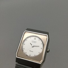 Vtg Citizen Men Watch 27mm Silver Tone Seven Diamond 2030-944976 New Battery