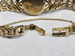 Vintage 50s Rolex 14K Gold Ladies 17.5mm Cocktail Watch Textured Leaf Band