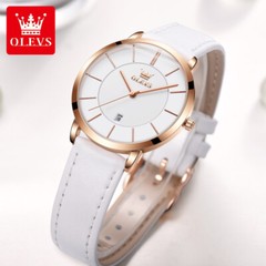 OLEVS Watch 30m Waterproof Ultrathin Quartz Wristwatch Leather Band Men Women