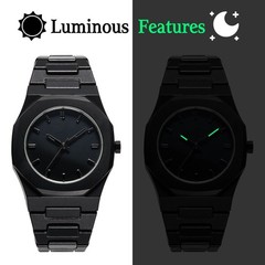 Men Luminous Octagon Dial Quartz Stainless Steel Blue Green Black Band Watch