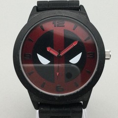 Marvel Dead Pool Mens Watch 45mm Red Dial Black Silicone Band Analog Quartz