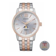 Citizen AK5006-58A Men’s Quartz Moonphase Watch Silver Pink Gold Stainless Stee
