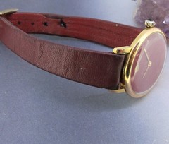 Antique MOVADO Gold Plated Classic Iconic Red Dial Wind-Up Watch 28MM