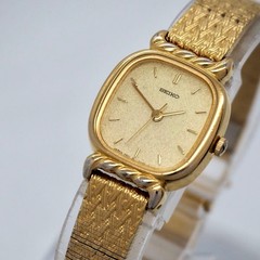 Seiko 2P21-5340 Vintage Ladies Quartz Watch Gold Dial 14.5cm