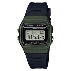 Casio F91WM-3A, Digital Chronograph Watch, Black Resin Band, Alarm, Date