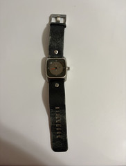Diesel Men’s Quartz Analog Watch Stainless Steel Silver Case Black Leather 50m