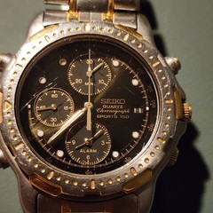 Vintage Seiko Sports 150 Alarm Chronograph 7T32-F020 / SDW202 Two Tone – Works!)
