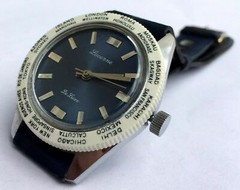 Lucerne de Luxe World Timer Bezel Blue Dial Vintage Watch