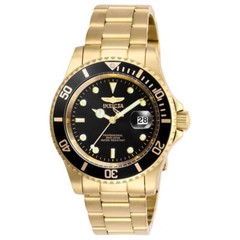 Invicta Men’s Watch Pro Diver Quartz Black Dial Yellow Gold Steel Bracelet 26975