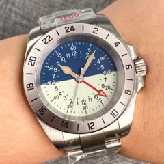 20ATM Diver Luxury NH34A GMT Watches Men 39mm Sapphire Cream Blue Dial Full Lume