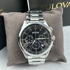 Bulova Wilton Classic 96B288 Black Dial Chronograph Men’s Quartz Watch 46.5mm