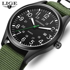 Men’s Tactical Military Watch Nylon Band Quartz Date Luminous 24-Hour Wristwatch