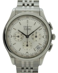 Zenith 38mm Men’s El Primero Chronograph Silver Dial SS Watch! Ref: 02.0500.400!
