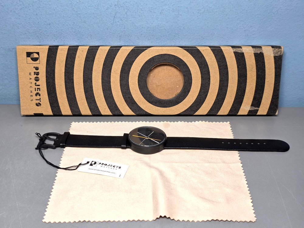Projects Watches Crossover 40mm Watch Black Face/Case/Leather Band PJT-7292B New