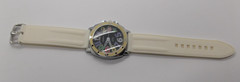 Geneva Quartz Watch Rubber Band 1-3/4″ Colorful Cream Color Mens Needs Battery