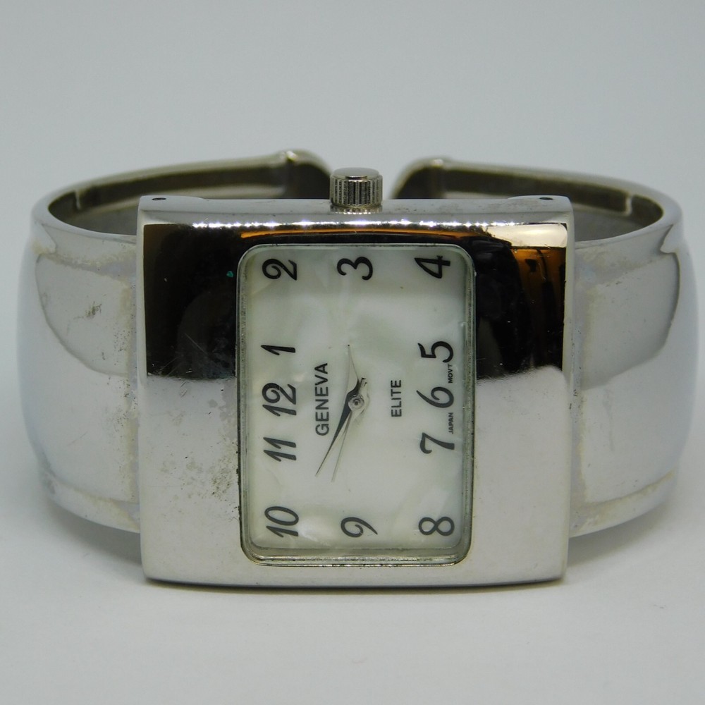 GENEVA ELITE #712 Cuff Bracelet Quartz Women’s Watch Sz. 5 3/4″ New Battery