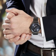 HUGO BOSS 1513677 Men’s Chronograph Watch Blue Dial Gray Mesh Bracelet
