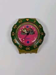 AS-IS PARTS REPAIR 1990 Swiss Swatch Happy Fish Scuba Diver 200 Watch SDN101 Vtg