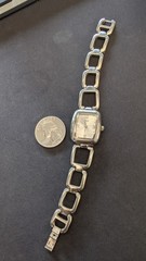 LEI Women’s Silver Tone White Dial Clasp Quartz Watch New Battery Runs!