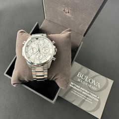 Bulova Marine Star/96B255 Chronograph White Dial 6S20/Swiss Quartz Watch 43MM