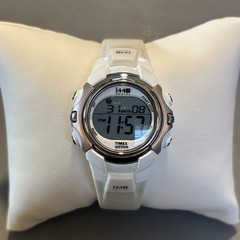 TIMEX 1440 Sports Digital Watch T5G881 White Gray Silver WR 50m Alarm – Works!