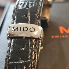 MIDO Commander Automatic Day/Date Swiss Made Silver Dial Black Leather Strap