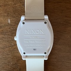 Nixon The Time Teller P Quartz Analog Watch White Dial Beige Rubber Strap 100m
