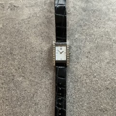 Givenchy Parfums Watch Womens 21mm Silver Tone Crystal Bezels Black Band A17