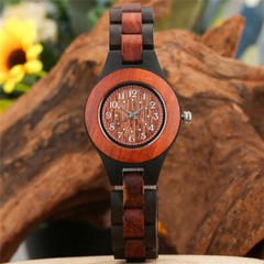 Creative Nature Wood Watch Women’s Wooden Quartz Analog Wristwatch Bamboo Band