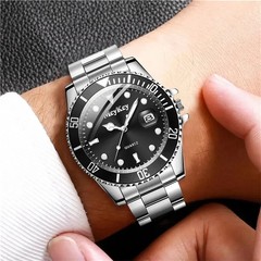 Luxury Men’s Business Watch Stainless Steel Band Quartz Calendar Casual Sports W