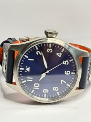 Pilot Watch 43mm Handmade Sapphire Crystal, 20ATM, Very Precise PT5000, Warranty