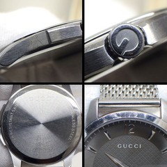 GUCCI Watch G-Timeless 126.3/YA126315 Diamante Gray Dial Calendar SS Quartz