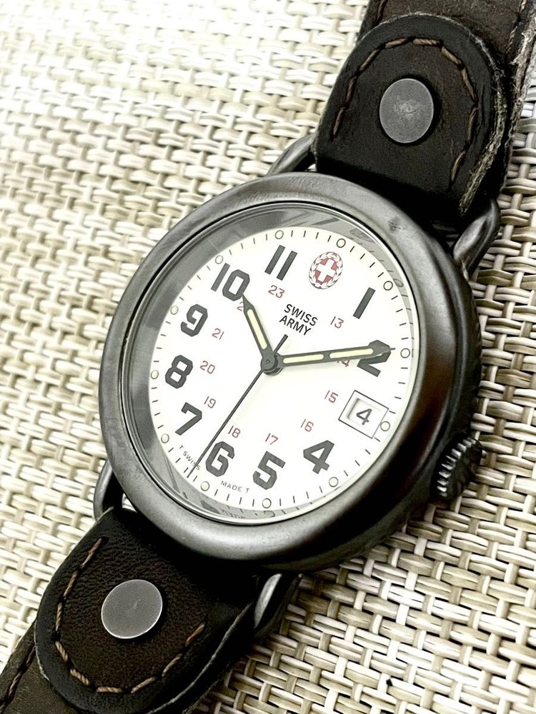 Victorinox Swiss Army Vintage 1980s Black Chrome 38.6mm Date Quartz Watch