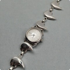 Pauline Nelson Navajo Sterling Silver Bear Watch Liberty Face 27g Bracelet 925