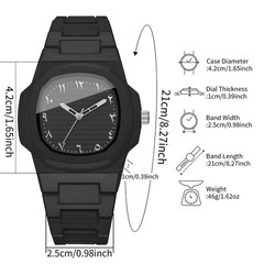 Luxury Square Dial Men Business Watches Casual Plastic Band Sports Wristwatches